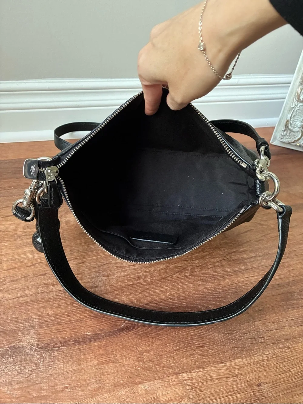 Coach Lewis Leather Crossbody Shoulder Bag, Black / Silver, 80058